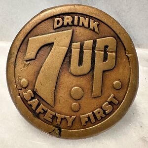 Antique Vintage Rare 1930s Safety First 7up School Street Sidewalk Marker Bronze